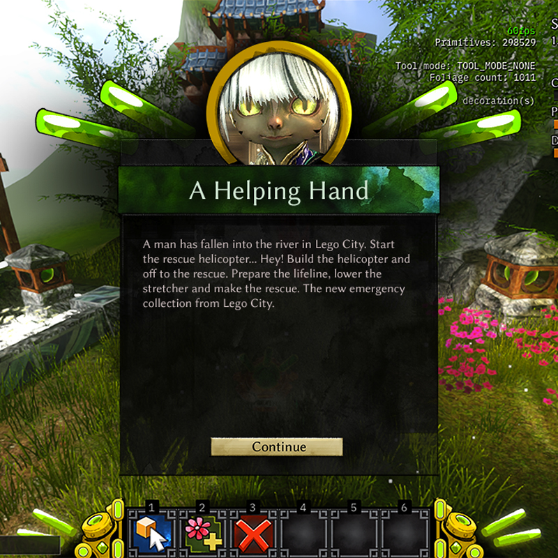The story panel for Jade Spring, with some placeholder text and art (my GW2 asura, Slyghtly Eepy).